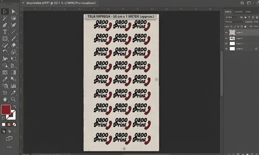 Armado del archivo de impresión DTF en Photoshop, listo para imprimir en tela
